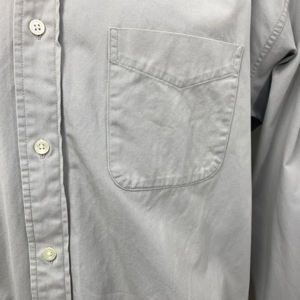 Banana Republic Gray Twill Cotton Mens Shirt Large Long Sleeves Button Down